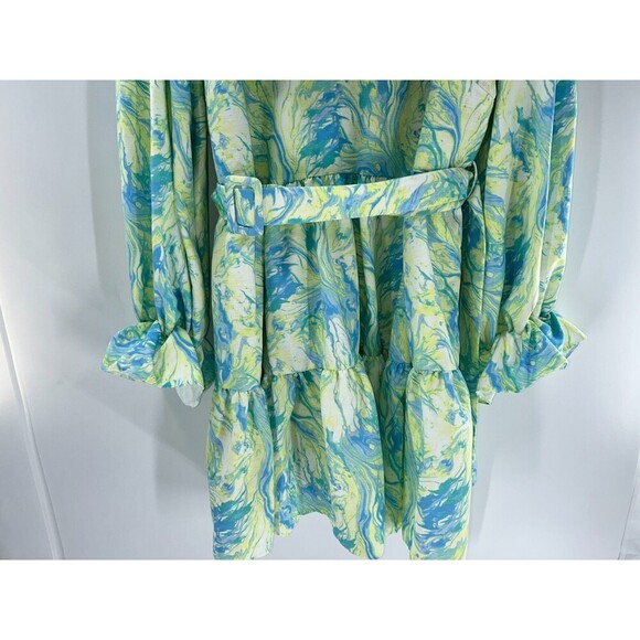 Women's ASOS LUXE Curve Marble V neck Belted Twill Smock Dress Size 22 - Picture 5 of 12